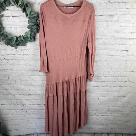 Free People Beach Jilly Midi Rose Blush Dress Size Large - Picture 4 of 13